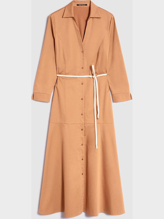 Midi Shirt Dress Dress Brown