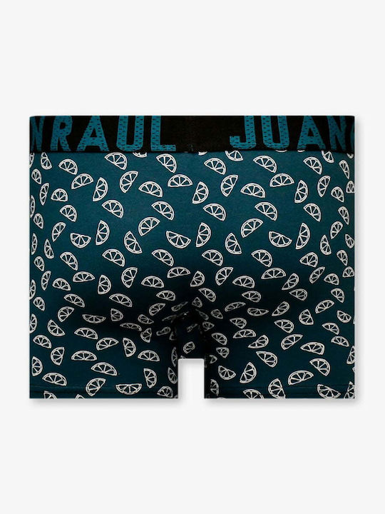 Juan Raul Herren Boxershorts Petrol Blau mit Mustern 1Packung