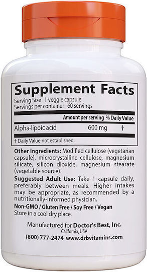 Doctor's Best Alpha Lipoic Acid Alpha Lipoic Acid 600mg