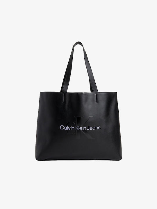 Sculpted Monogram Slim Women's Tote Handbag Black