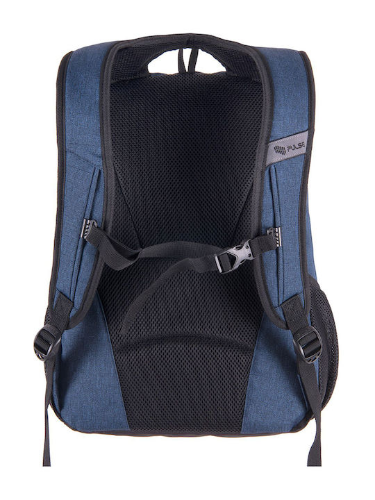 Pulse School Bag Backpack Junior High-High School Blue with Water Bottle Holder