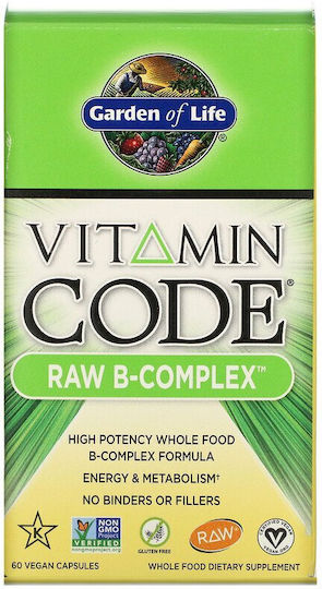 Garden Of Life Vitamin Code Raw B-Complex Vitamina pentru Energie, Întărirea Sistemului Imunitar & Sistemul Nervos 60 capsule veget