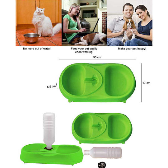 Factory Automat Plastic Bol Mâncare & Apă pentru Câine & Pisică în Culoare Verde