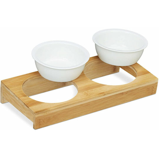 Relaxdays Ceramică Bol Mâncare & Apă pentru Câine & Pisică pe Bază 200ml în Culoare Alb