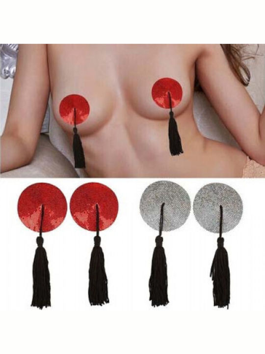 Naughty Toys Burlesque Round Nipple Covers Κόκκινα