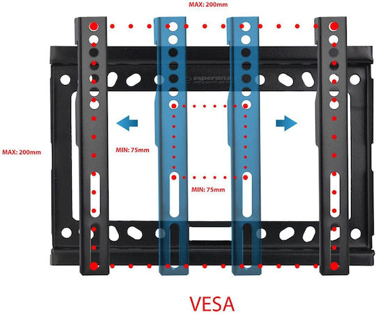 Esperanza ERW013 Wall TV Mount up to 50" and 25kg Black