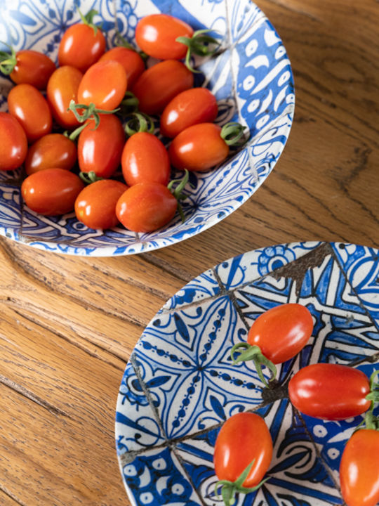 General Trade Deep Porcelain Serving Plate Blue with Diameter 20cm