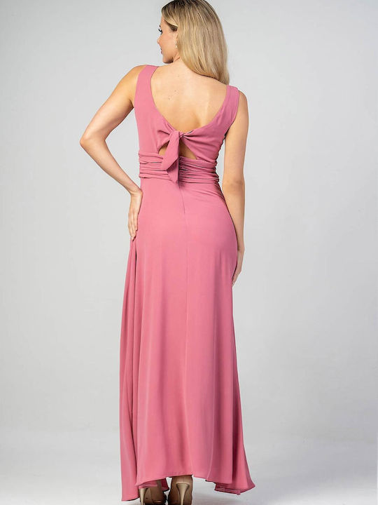 Bellino Summer Maxi Evening Dress Open Back Pink