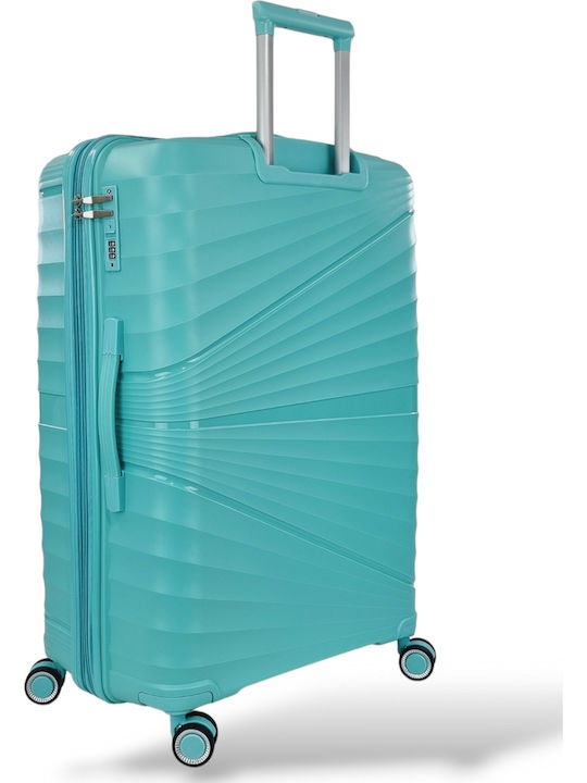 Playbags PP8004 Large Travel Suitcase Hard Turquoise with 4 Wheels Height 75cm pp8004-28