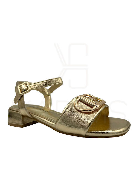 Laura Biagiotti Damen Sandalen mit Chunky niedrigem Absatz in Gold Farbe