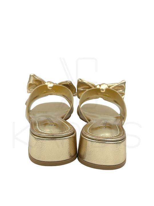 Laura Biagiotti Women's Sandals Gold with Chunky Low Heel