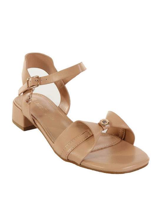 Laura Biagiotti Women's Sandals Beige with Chunky Low Heel