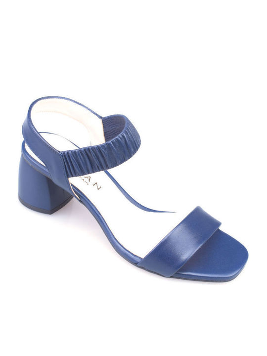 Marian Leather Women's Sandals with Ankle Strap Blue