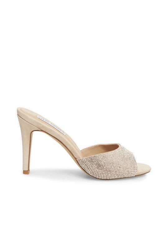 Steve Madden Suede Women's Sandals Beige with Thin High Heel