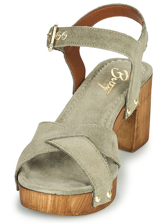 Lolla Leder Damen Sandalen Khaki