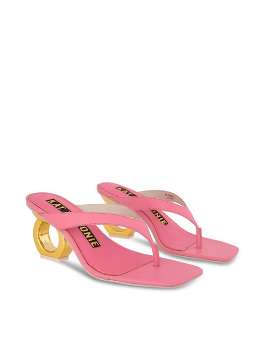 Kat Maconie Leather Women's Sandals Pink with Thin Medium Heel