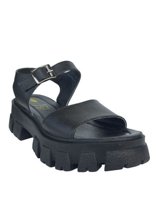 Act Leder Damen Sandalen Anatomisch in Schwarz Farbe