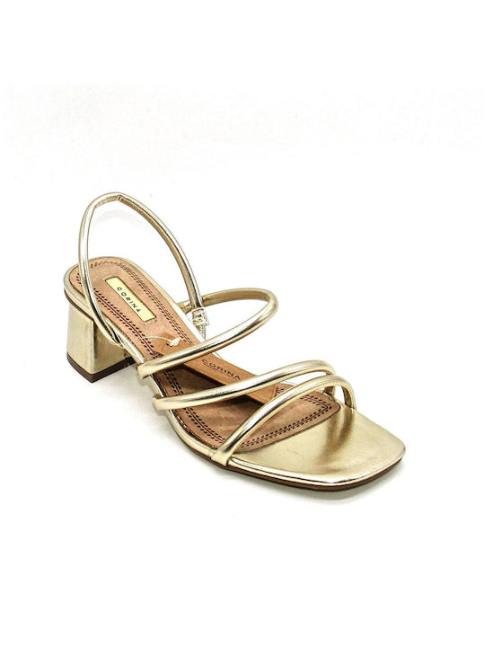 Corina Platform Women's Sandals Gold with Chunky High Heel