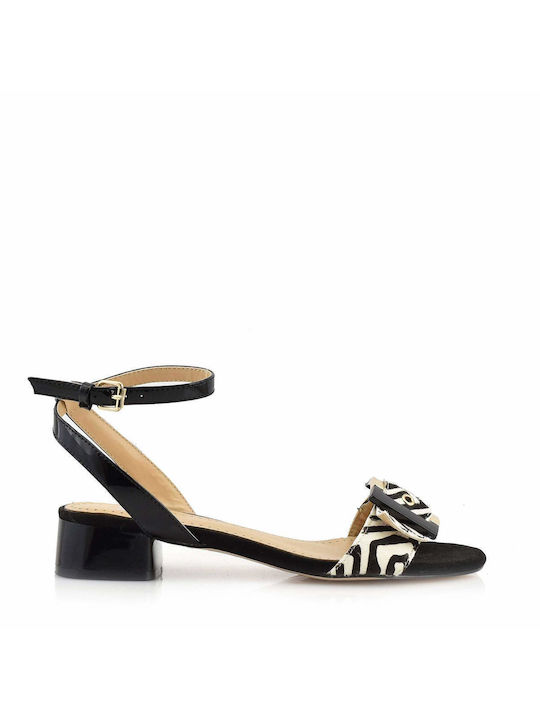 Bibi Lou Leather Women's Sandals Black with Chunky Low Heel