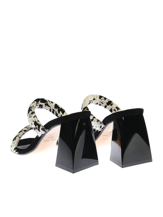 Din piele Sandale Black White Poni