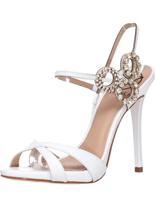 Werner Leather Women's Sandals with Strass White