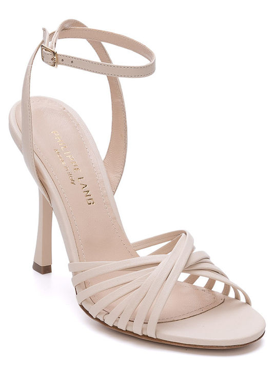 Philippe Lang Leder Damen Sandalen in Silber Farbe