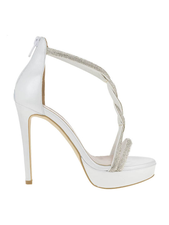 Mark Milan Leather Women's Sandals with Ankle Strap White 2000258601