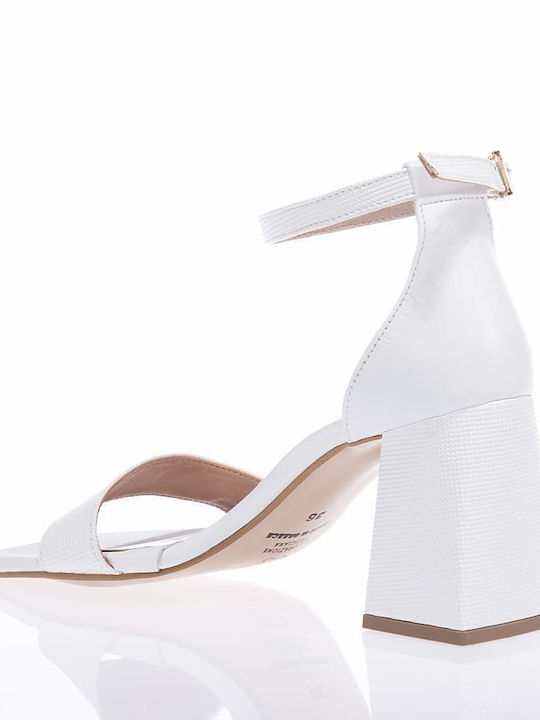 Mariella Fabiani Leather Women's Sandals 2307-7 with Ankle Strap White