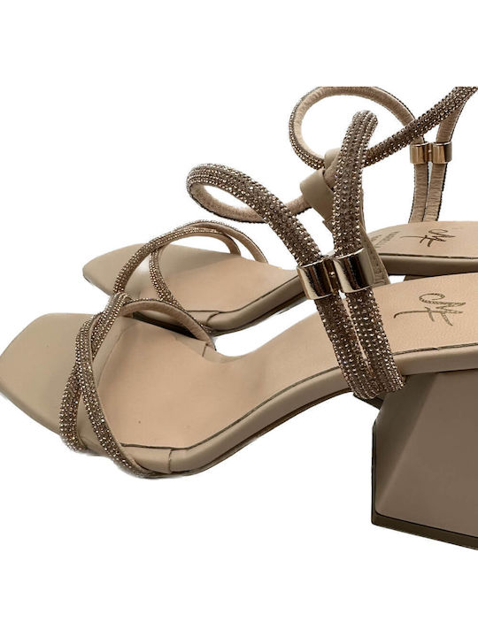 2304/7 Leder Sandalen mit Strass Rosa