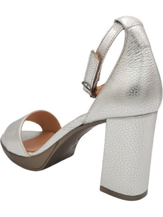 Leder Damen Sandalen Anatomisch in Silber Farbe