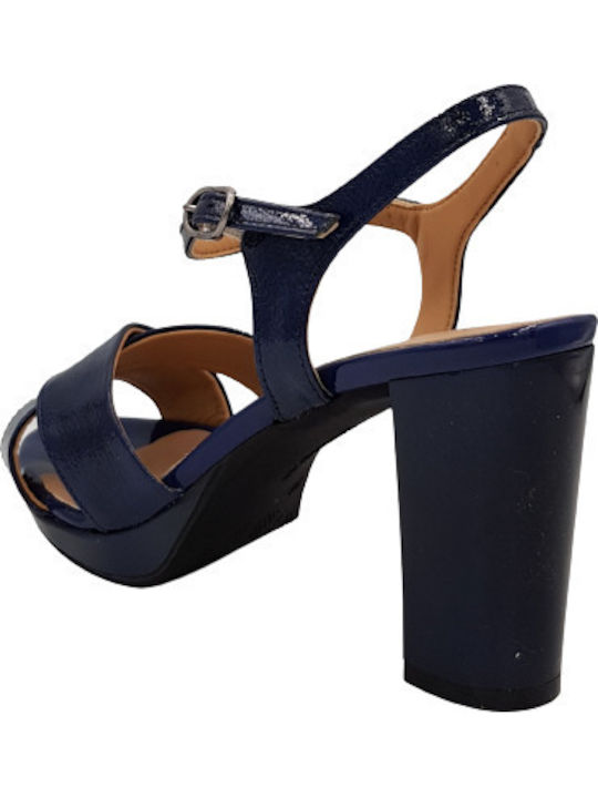 Leder Damen Sandalen Anatomisch in Marineblau Farbe