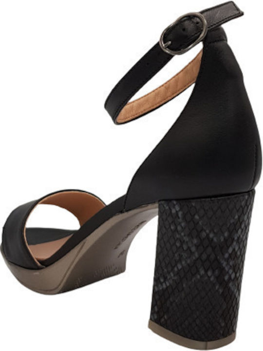 Leder Damen Sandalen Anatomisch in Schwarz Farbe