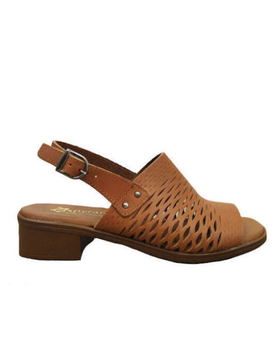 Pyramis Leather Women's Sandals Tabac Brown