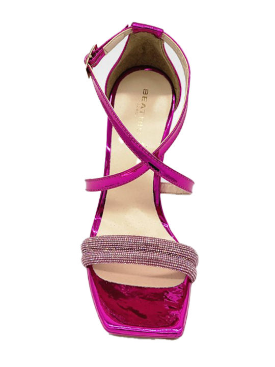 Beatris Synthetic Leather Women's Sandals with Strass Fuchsia 3170FUSCHIA