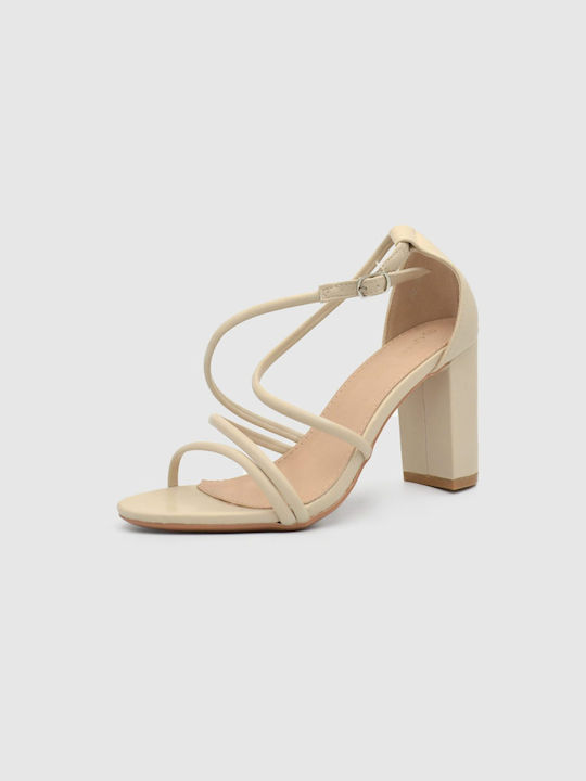 Joya Damen Sandalen aus Veloursleder in Beige Farbe