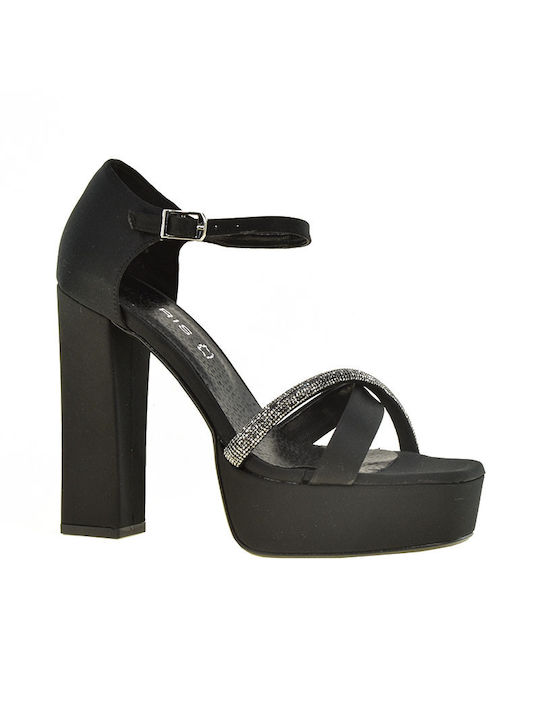 Piedini Stoff Damen Sandalen in Schwarz Farbe