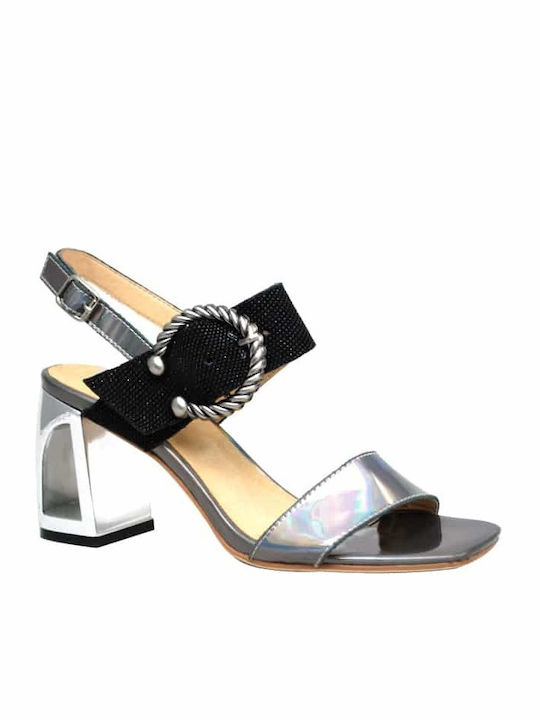 Favela Patent Leather Women's Sandals Multicolour with Chunky High Heel