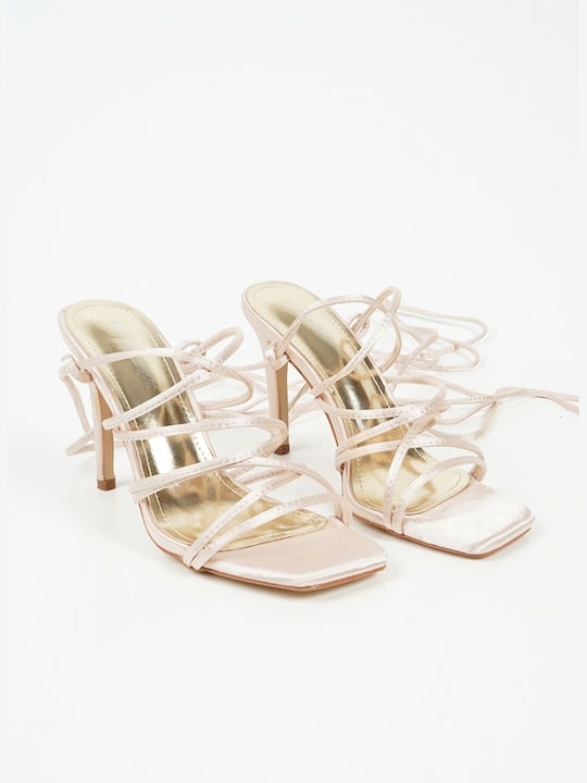 Piazza Shoes Fabric Women's Sandals with Laces Beige