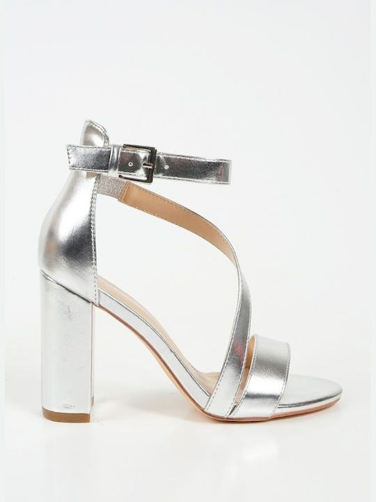 Piazza Shoes Women's Sandals with Ankle Strap Silver