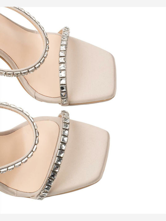 Sandalen mit Strass Beige
