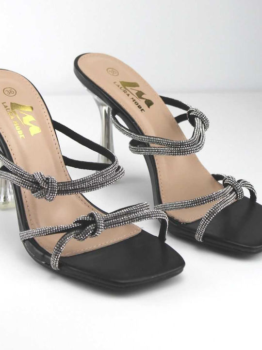 Plato Damen Sandalen mit Chunky hohem Absatz in Schwarz Farbe