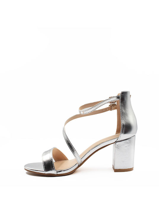 Mia Women's Sandals with Ankle Strap Silver