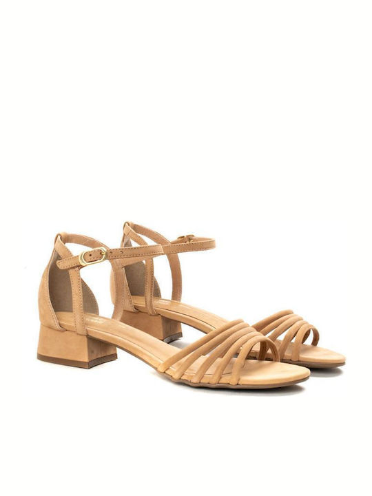 Beatrice Estell Leather Women's Sandals with Ankle Strap Beige