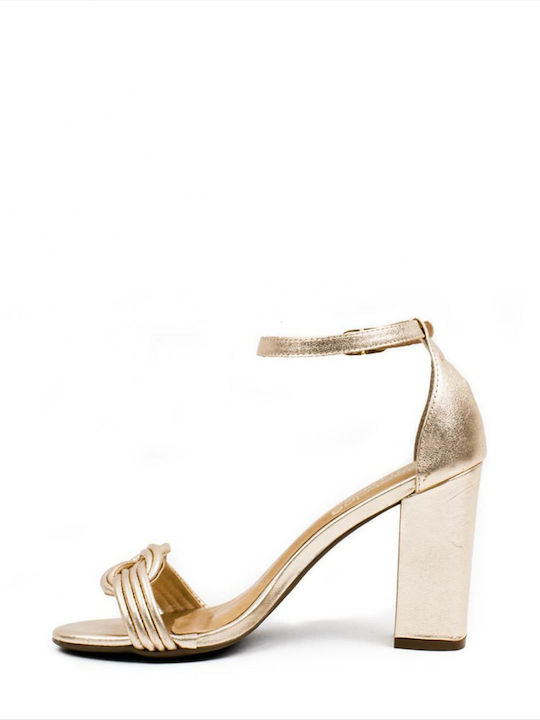 Beatrice Estell Leder Damen Sandalen in Gold Farbe