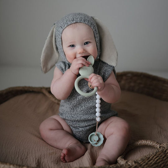 Mushie Clip Schnuller mit Perlen aus Silikon Ecru