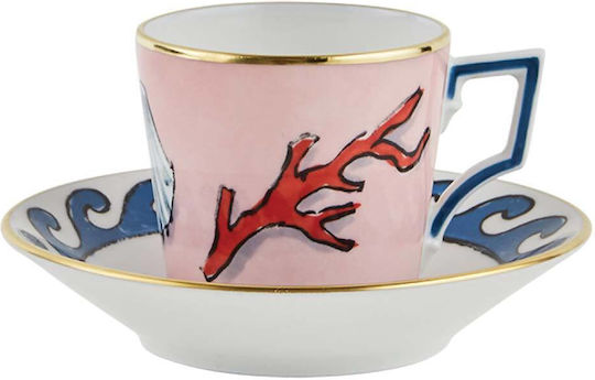 Richard Ginori Set Tassen Espresso aus Porzellan Rosa 2Stück