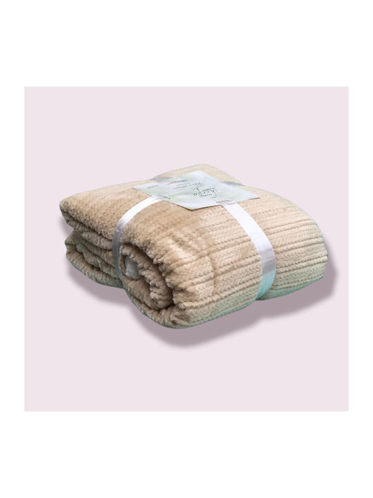 Olia Home Fleecedecke Übergröße 220x240 cm Beigefarbe
