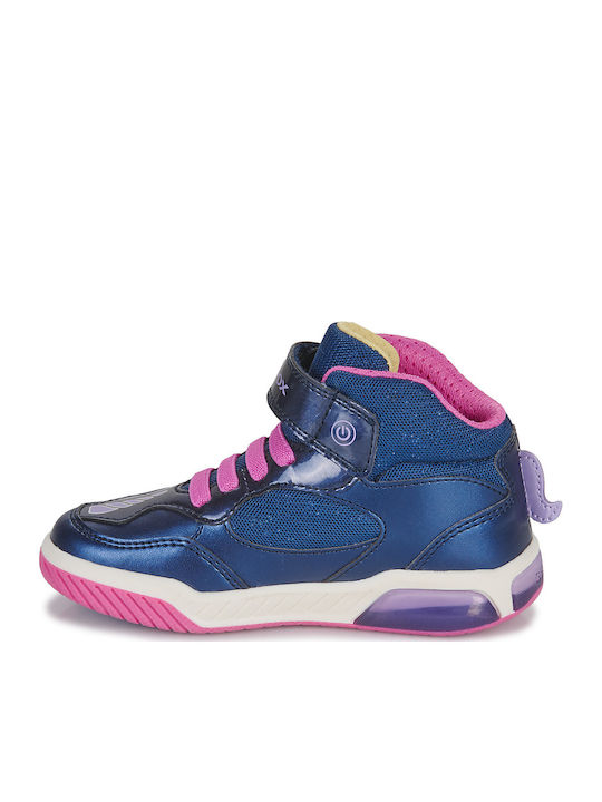 J INEK Kids Sneakers High with Scratch & Lights Blue
