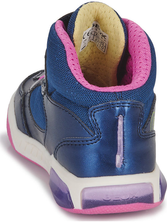 J INEK Kids Sneakers High with Scratch & Lights Blue