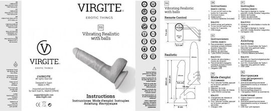 Virgite R6 Klassisch Vibrator mit Fernbedienung 26.5cm Fleisch